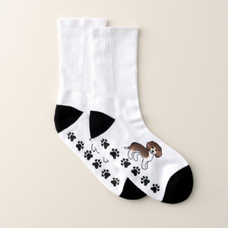 Chocolate Tricolor Beagle Cute Cartoon Dog &amp; Paws Socks