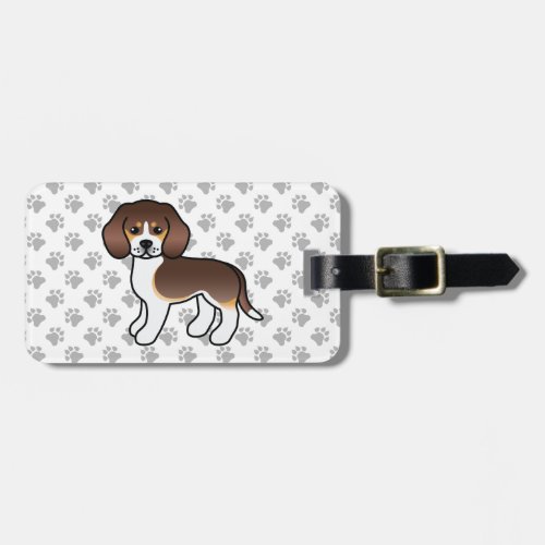 Chocolate Tricolor Beagle Cute Cartoon Dog  Text Luggage Tag