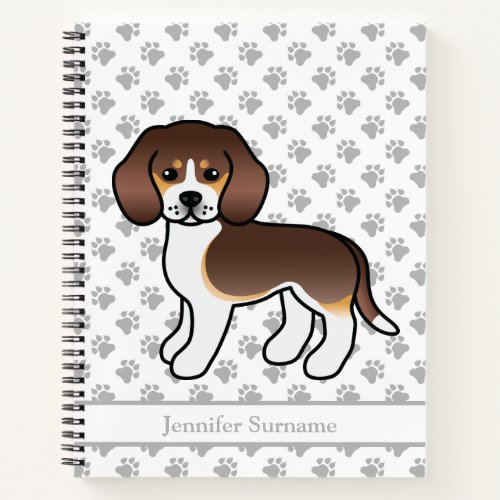 Chocolate Tricolor Beagle Cute Cartoon Dog  Text Notebook