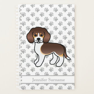 Chocolate Tricolor Beagle Cute Cartoon Dog &amp; Text Planner