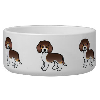Chocolate Tricolor Beagle Cute Cartoon Dogs Bowl