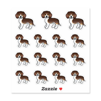 Chocolate Tricolor Beagle Cute Cartoon Dogs Sticker