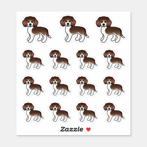 Chocolate Tricolor Beagle Cute Cartoon Dogs Sticker