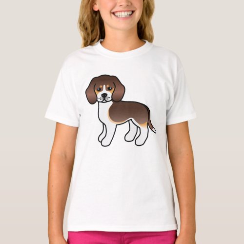 Chocolate Tricolor Cute Cartoon Beagle Breed Dog T_Shirt