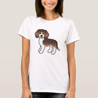 Chocolate Tricolor Cute Cartoon Beagle Breed Dog T-Shirt