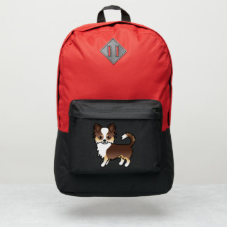 Chocolate Tricolor Long Coat Chihuahua Cartoon Dog Port Authority® Backpack