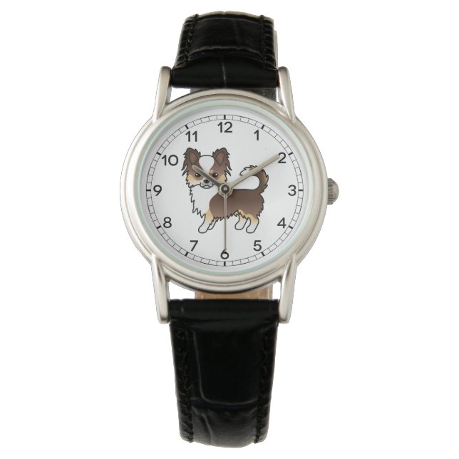 Chocolate Tricolor Long Coat Chihuahua Cute Dog Watch (Front)