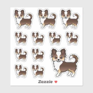 Chocolate Tricolor Long Coat Chihuahua Cute Dogs Sticker