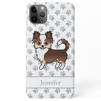 Chocolate Tricolor Long Coat Chihuahua Dog &amp; Name iPhone 11 Pro Max Case