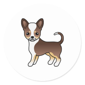 Chocolate Tricolor Smooth Coat Chihuahua Cute Dog Classic Round Sticker
