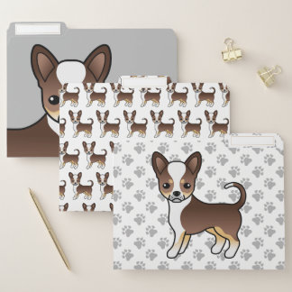 Chocolate Tricolor Smooth Coat Chihuahua Cute Dog File Folder