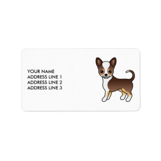 Chocolate Tricolor Smooth Coat Chihuahua Cute Dog Label