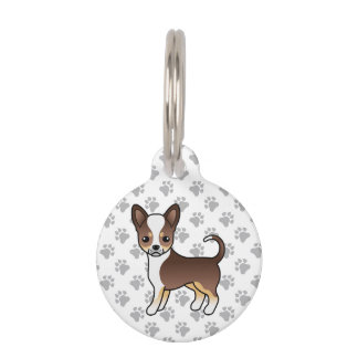 Chocolate Tricolor Smooth Coat Chihuahua Cute Dog Pet ID Tag