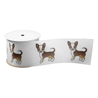 Chocolate Tricolor Smooth Coat Chihuahua Cute Dog Satin Ribbon