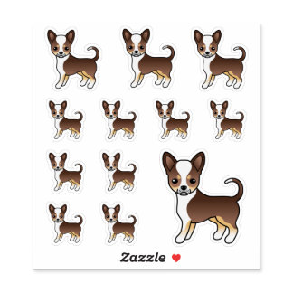 Chocolate Tricolor Smooth Coat Chihuahua Cute Dogs Sticker
