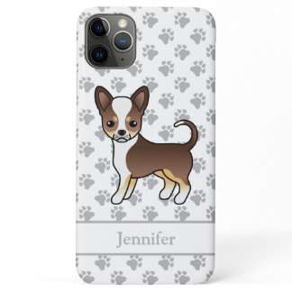 Chocolate Tricolor Smooth Coat Chihuahua &amp; Name iPhone 11 Pro Max Case