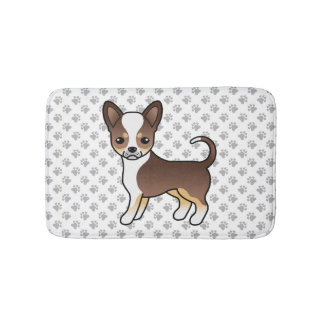 Chocolate Tricolor Smooth Coat Chihuahua &amp; Paws Bath Mat