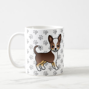 Chocolate Tricolor Smooth Coat Chihuahua & Paws Coffee Mug