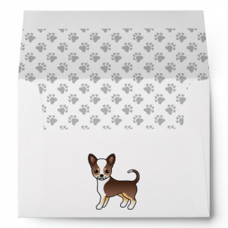 Chocolate Tricolor Smooth Coat Chihuahua &amp; Paws Envelope