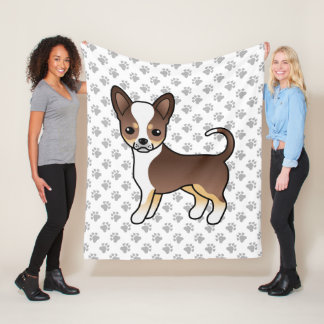 Chocolate Tricolor Smooth Coat Chihuahua &amp; Paws Fleece Blanket