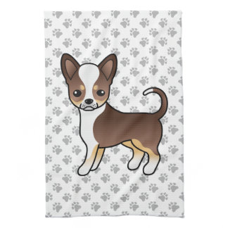 Chocolate Tricolor Smooth Coat Chihuahua &amp; Paws Kitchen Towel