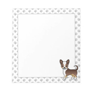 Chocolate Tricolor Smooth Coat Chihuahua &amp; Paws Notepad