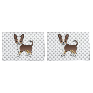 Chocolate Tricolor Smooth Coat Chihuahua & Paws Pillow Case