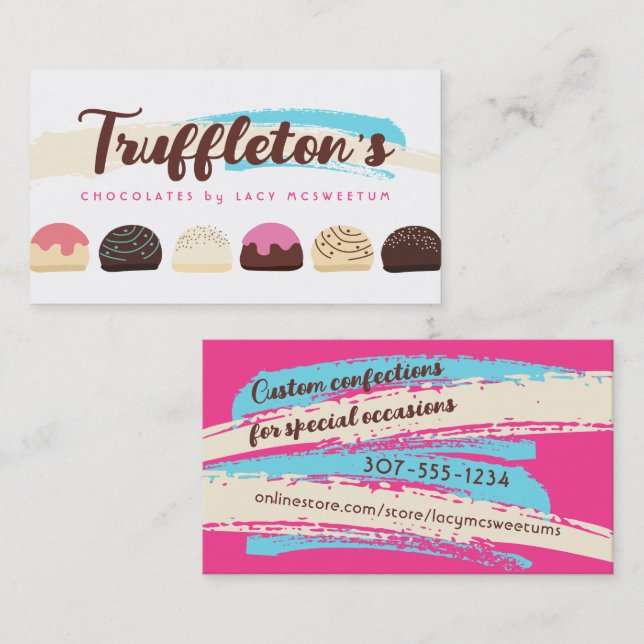 Chocolate truffles confections candy sweets business card (Front/Back)