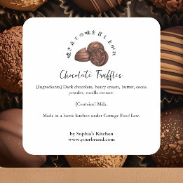 Chocolate Truffles Watercolor Bakery Ingredient Square Sticker