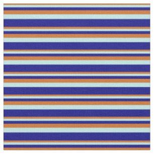 Chocolate, Turquoise & Blue Pattern of Stripes Fabric