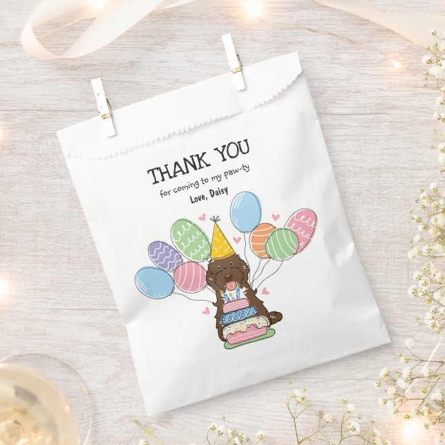 Chocolate Tuxedo Cockapoo Cavapoo Birthday Party  Favor Bag (Clipped)