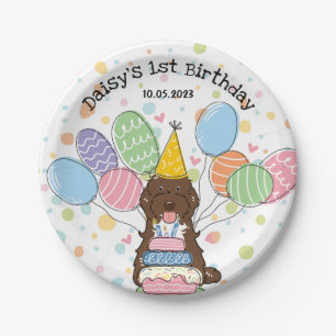 Chocolate Tuxedo Cockapoo Cavapoo Dog Birthday  Paper Plates