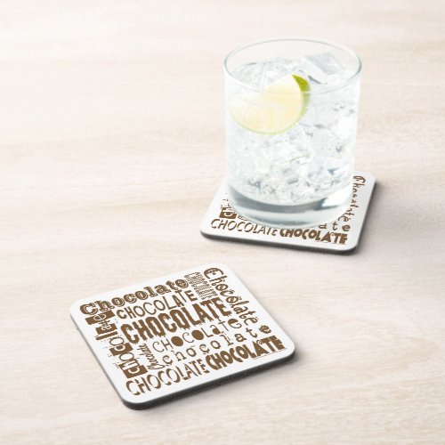 Chocolate Typography Art Set of Coasters