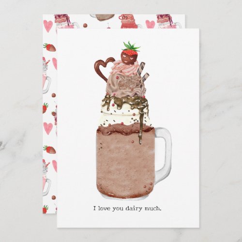 Chocolate Valentine Milkshake I Love You Pun Card
