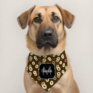 Chocolate vanilla donuts elegant brown Monogram Pet Bandana Collar