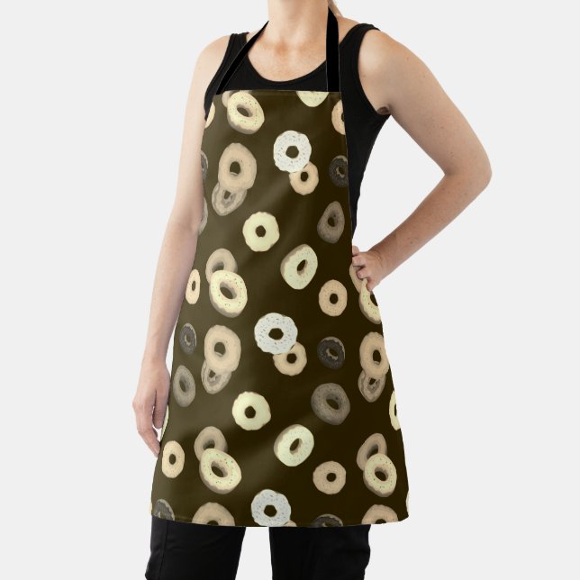 Chocolate vanilla donuts elegant pattern brown apron (Insitu)