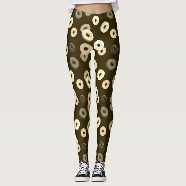 Chocolate vanilla donuts elegant pattern brown leggings (Front)