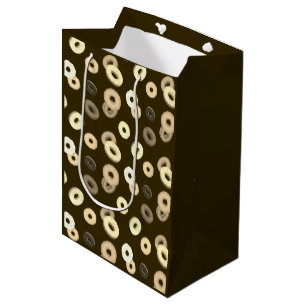 Chocolate vanilla donuts elegant pattern brown medium gift bag