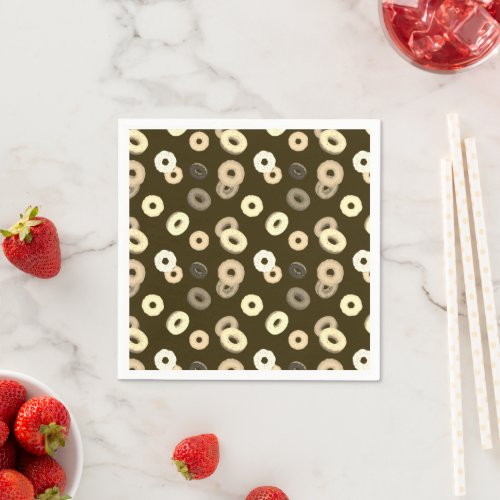 Chocolate vanilla donuts elegant pattern brown napkins
