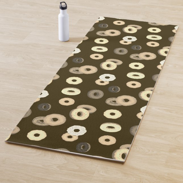 Chocolate vanilla donuts elegant pattern brown yoga mat (In Situ)