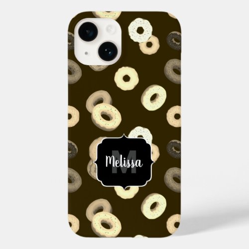 Chocolate vanilla donuts pattern brown Monogram Case_Mate iPhone 14 Case