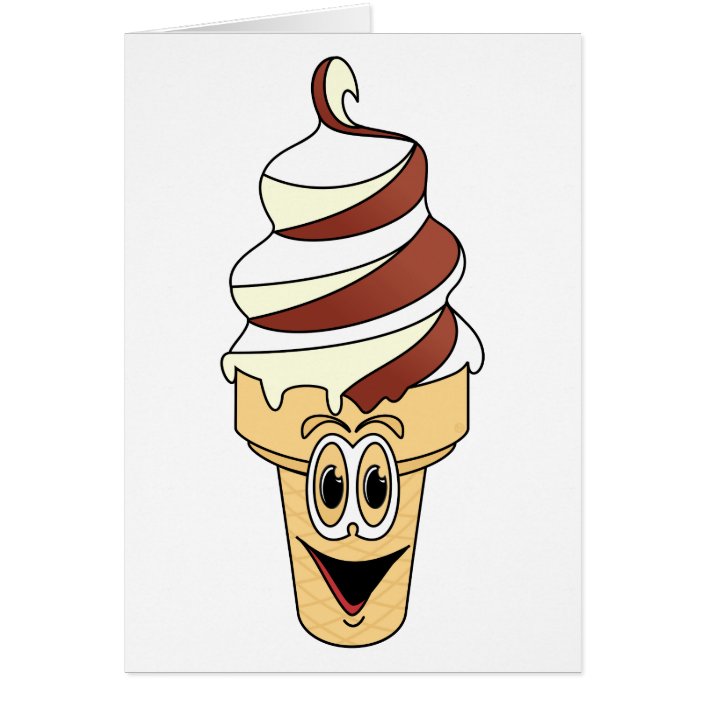 Chocolate Vanilla Ice Cream Cone Cartoon Zazzle Com