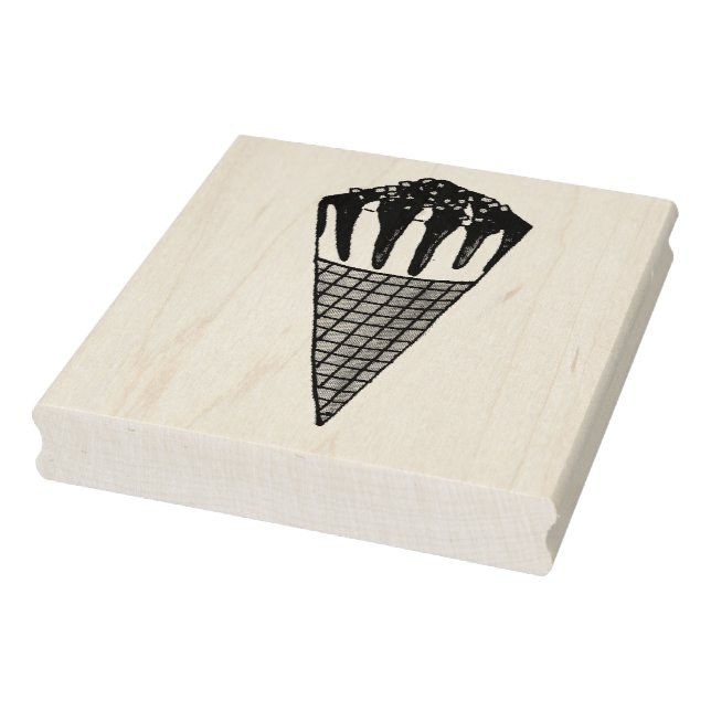 Chocolate Vanilla Ice Cream Nutty Nuts Buddy Cone Rubber Stamp (Stamp)