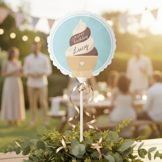 Chocolate Vanilla Swirl Ice Cream Kids Birthday Balloon (Creator Uploaded)