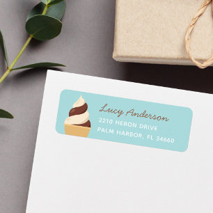 Chocolate Vanilla Swirl Ice Cream Return Address Label