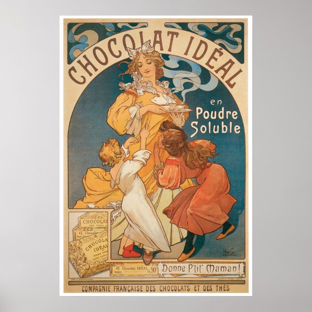 Chocolate ~ Vintage Hot Chocolate Drink Ad Poster (Front)