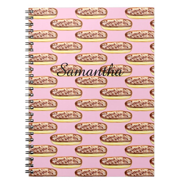 Chocolate Watercolor Eclairs Donuts Notebook (Front)