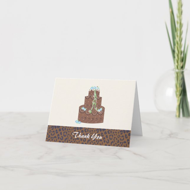 Chocolate  Wedding Cake Thank You Card (Front)