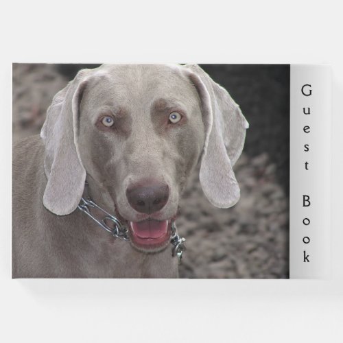 Chocolate Weimaraner Dog Custom Text in Spine Guest Book