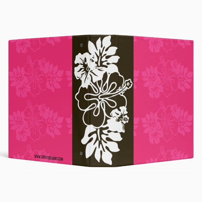 Chocolate & White Hibiscus Hawaiian Flower Binder (Background)